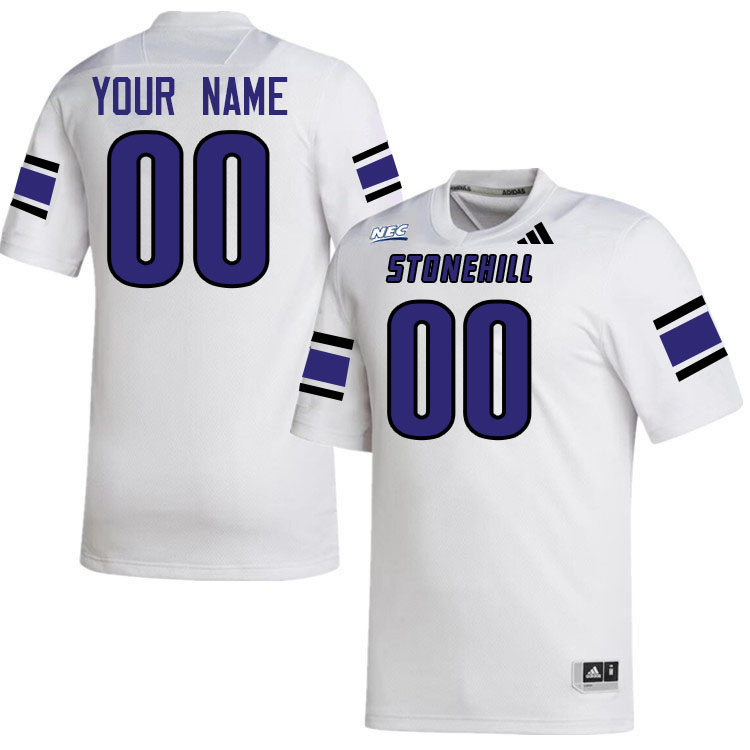 Custom Stonehill Skyhawks Name And Number College Football Jerseys-White